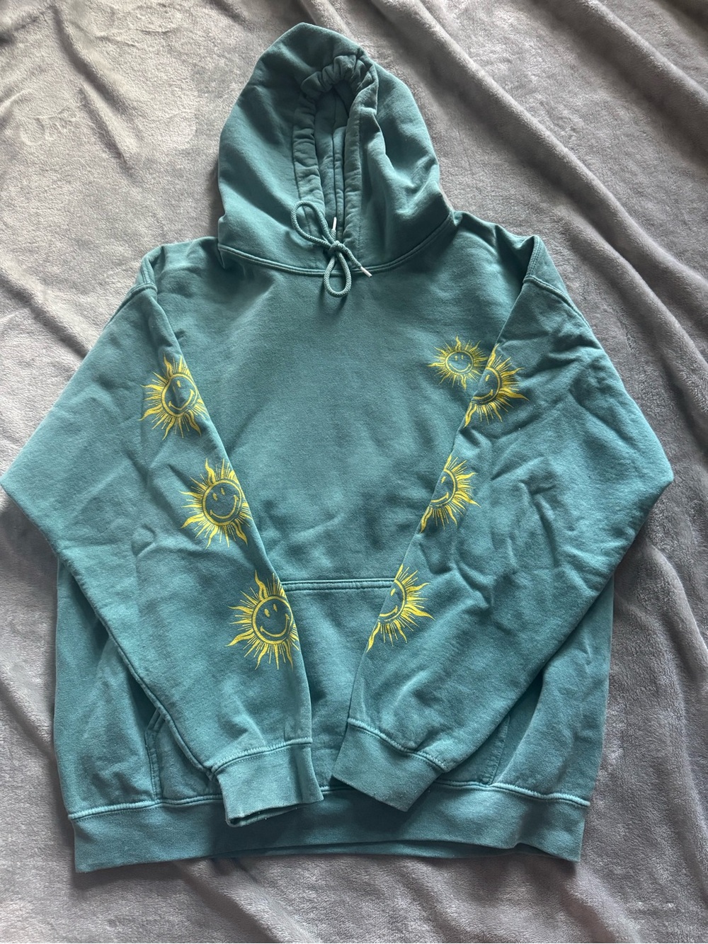 Teal Sun Graphic Hoodie Sweatshirt - Women